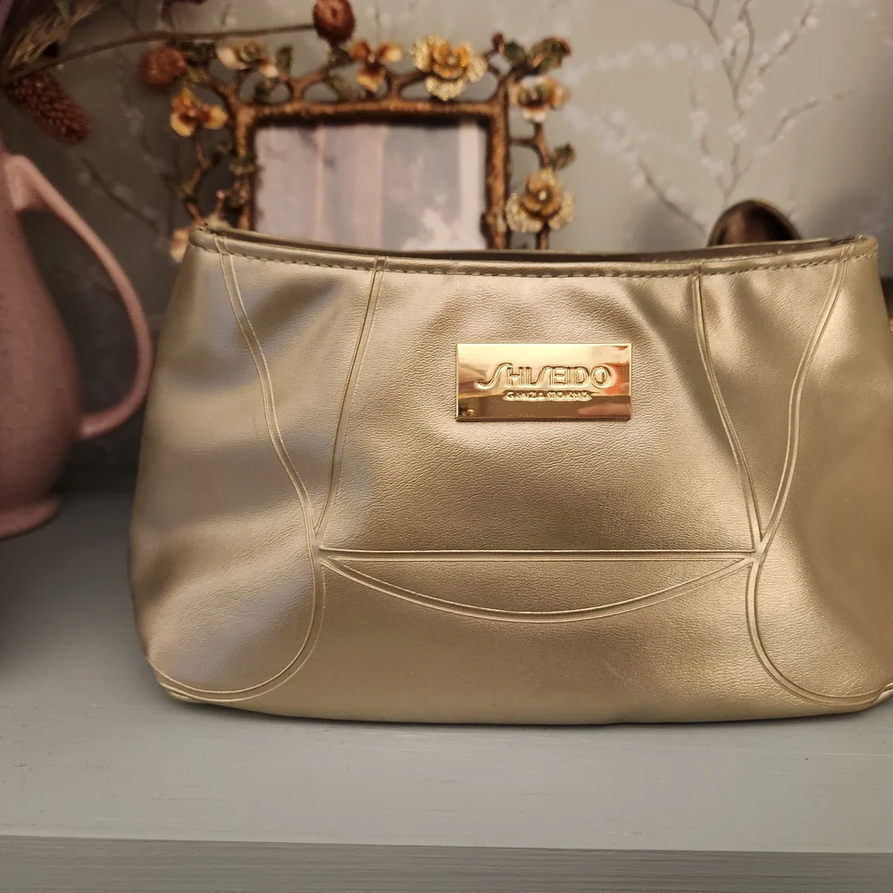 Shiseido Gold Women's Bag Makeup Pouch Zip New